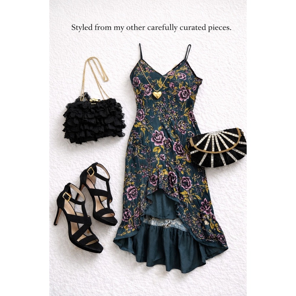 Betsey Johnson NWT Velvet Floral Burnout High-Low Dress Size 14 Prom Wedding - Picture 3 of 11